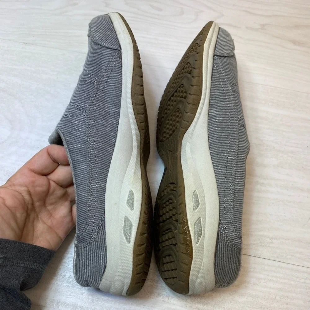 Skechers Womens 9.5 Relaxed Fit Slip On Shoes 44911 Grey Textile Memory Foam